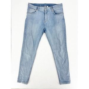 Weekday Mens Skinny Cone Jeans Size 33/30 Light Wash Stretch Slim Leg Casual